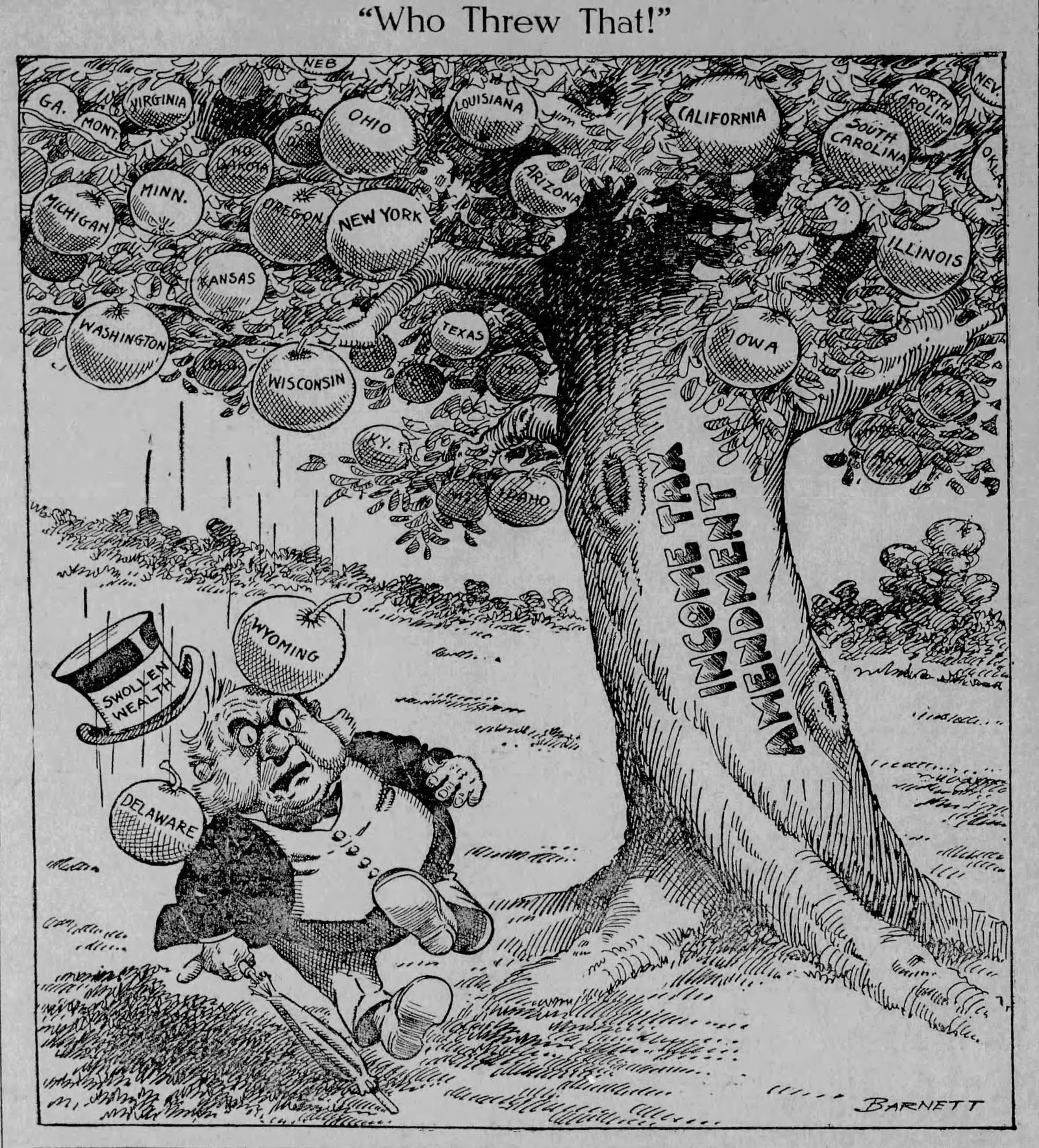 1913 political cartoon on ratification of the income-tax amendment